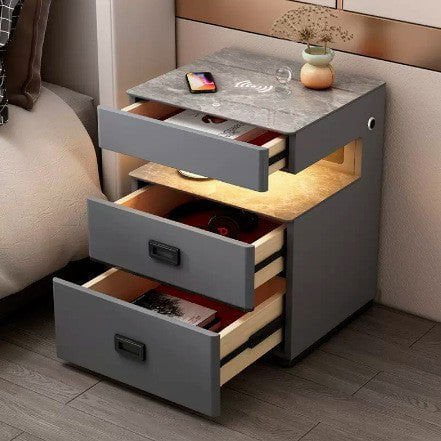 LovelyRLovely LovelyRLovely Intelligent Bedside Table Grey bedside table / USB LovelyRLovely Intelligent Bedside Table With Fingerprint Lock