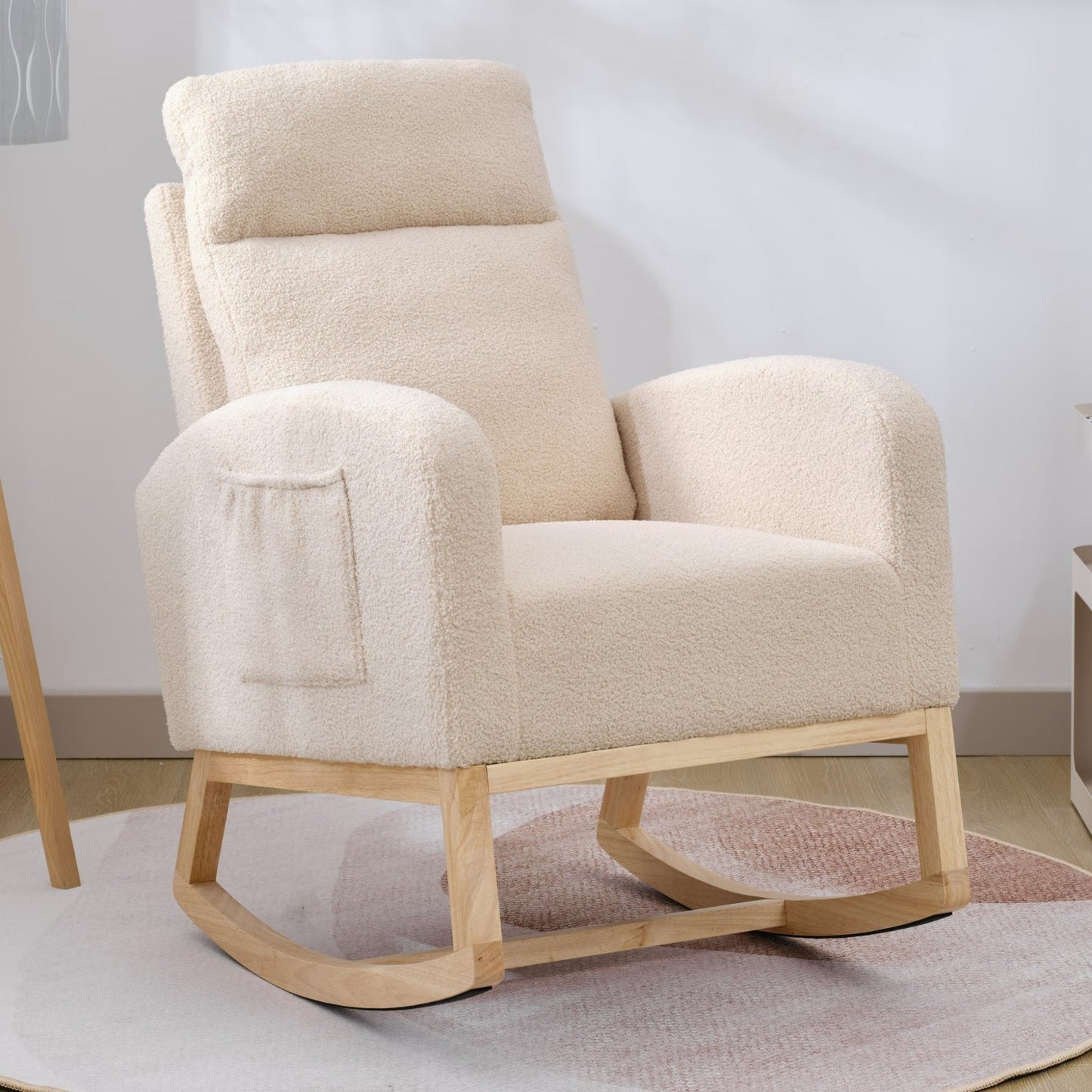 LovelyRLovely LovelyRLovely JA505 Beige Velvet Rocking Beige LovelyRLovely JA505 Beige Velvet Rocking Chair