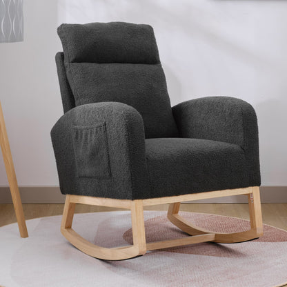 LovelyRLovely LovelyRLovely JA505 Beige Velvet Rocking Dark grey LovelyRLovely JA505 Beige Velvet Rocking Chair