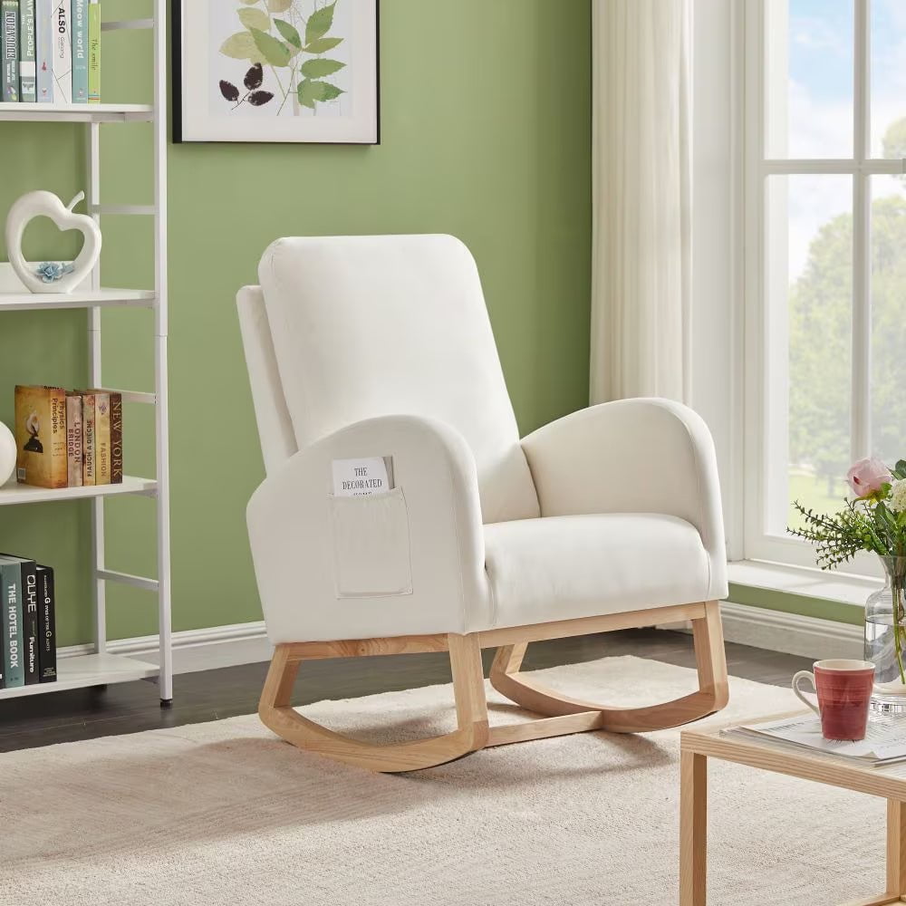 LovelyRLovely LovelyRLovely JA505 Beige Velvet Rocking LovelyRLovely JA505 Beige Velvet Rocking Chair