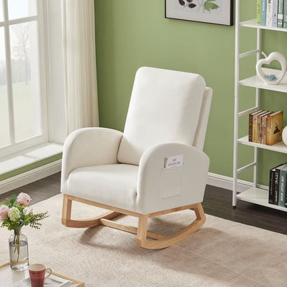 LovelyRLovely LovelyRLovely JA505 Beige Velvet Rocking LovelyRLovely JA505 Beige Velvet Rocking Chair