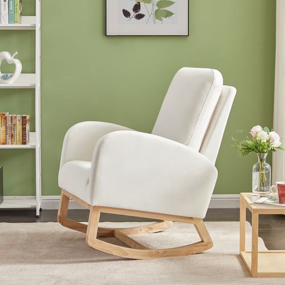 LovelyRLovely LovelyRLovely JA505 Beige Velvet Rocking LovelyRLovely JA505 Beige Velvet Rocking Chair