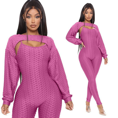 LovelyRLovely LovelyRLovely Jacquard Lantern Long Slee LovelyRLovely Jacquard Lantern Long Sleeve Top And Jumpsuit Suit