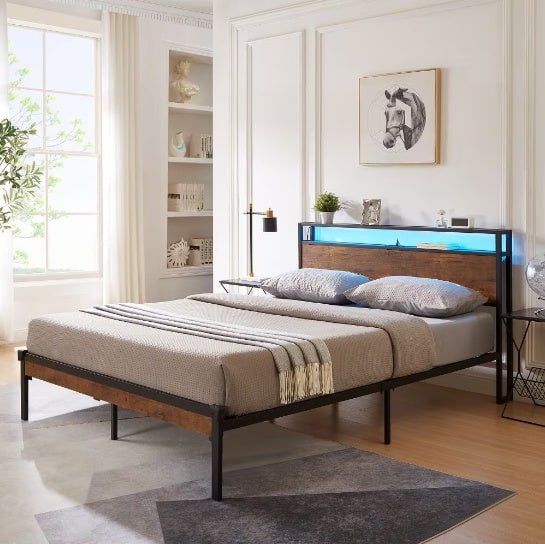 LovelyRLovely LovelyRLovely King Size Metal Platform B Black LovelyRLovely King Size Metal Platform Bed Frame