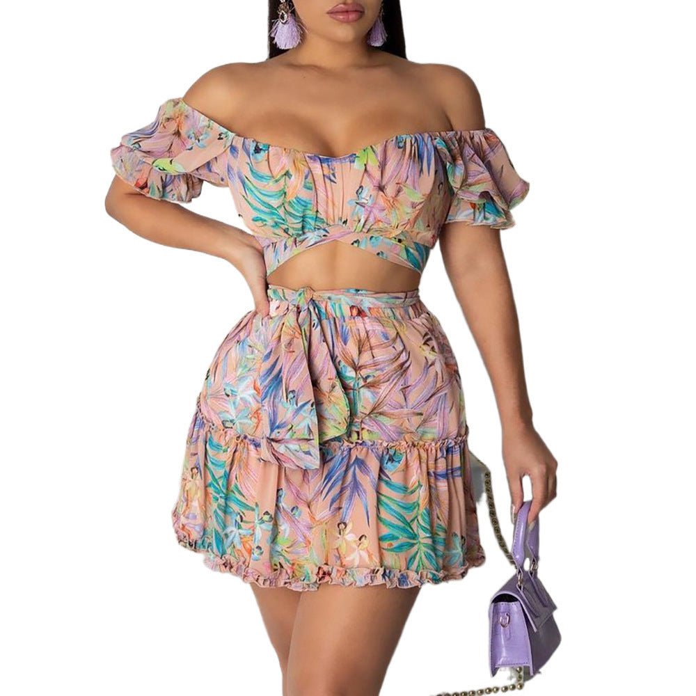 LovelyRLovely LovelyRLovely Lace-Up Floral Women's Two LovelyRLovely Lace-Up Floral Women's Two Piece Set