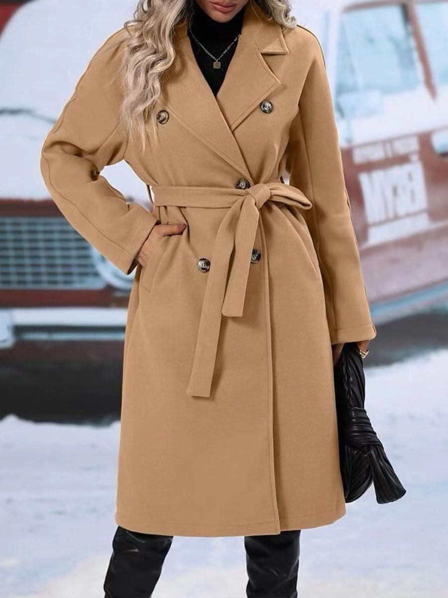 LovelyRLovely LovelyRLovely Lapel Double-breasted Tren LovelyRLovely Lapel Double-breasted Trench Coat With Belt