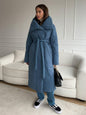 LovelyRLovely LovelyRLovely Lapel Long Winter Jacket W Blue / L LovelyRLovely Lapel Long Winter Jacket With Pockets