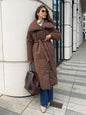 LovelyRLovely LovelyRLovely Lapel Long Winter Jacket W Coffee / L LovelyRLovely Lapel Long Winter Jacket With Pockets