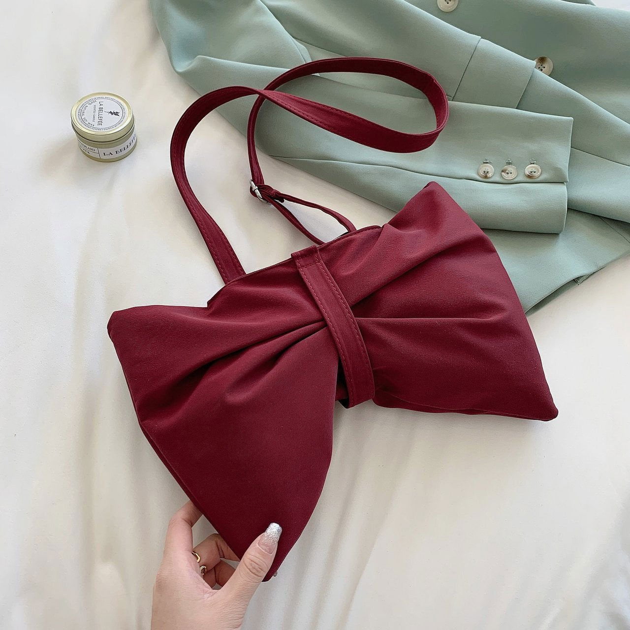 LovelyRLovely LovelyRLovely Large Bow Shoulder Bag Burgundy LovelyRLovely Large Bow Shoulder Bag