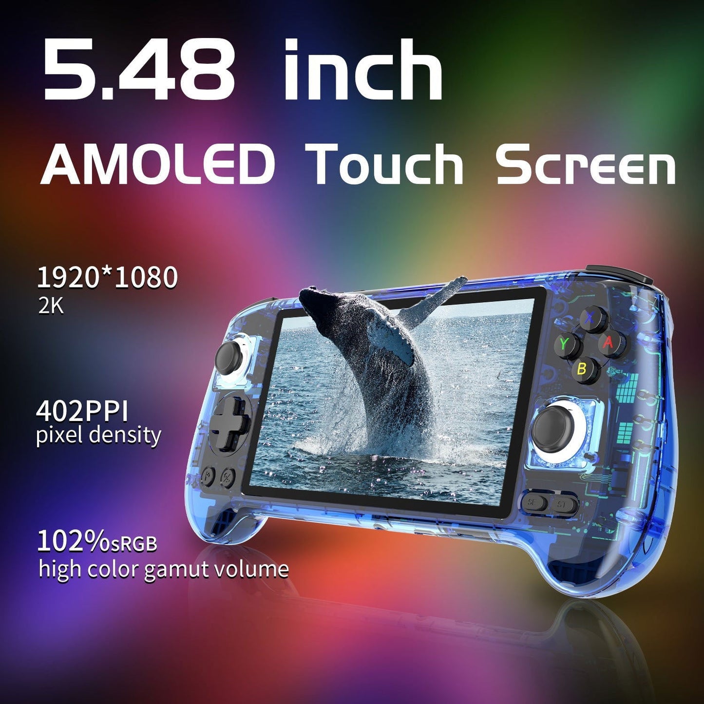 LovelyRLovely LovelyRLovely Large Screen Handheld Cons RG556 Transparent Blue English / Standard 128G Original System LovelyRLovely Large Screen Handheld Console