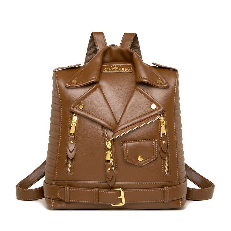 LovelyRLovely LovelyRLovely Leather Jacket Backpack Light Brown LovelyRLovely Leather Jacket Backpack