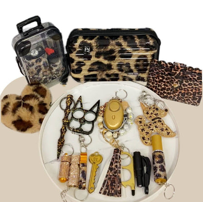 LovelyRLovely LovelyRLovely Leopard Print Self Defence Brown LovelyRLovely Leopard Print Self Defence Keychain Set