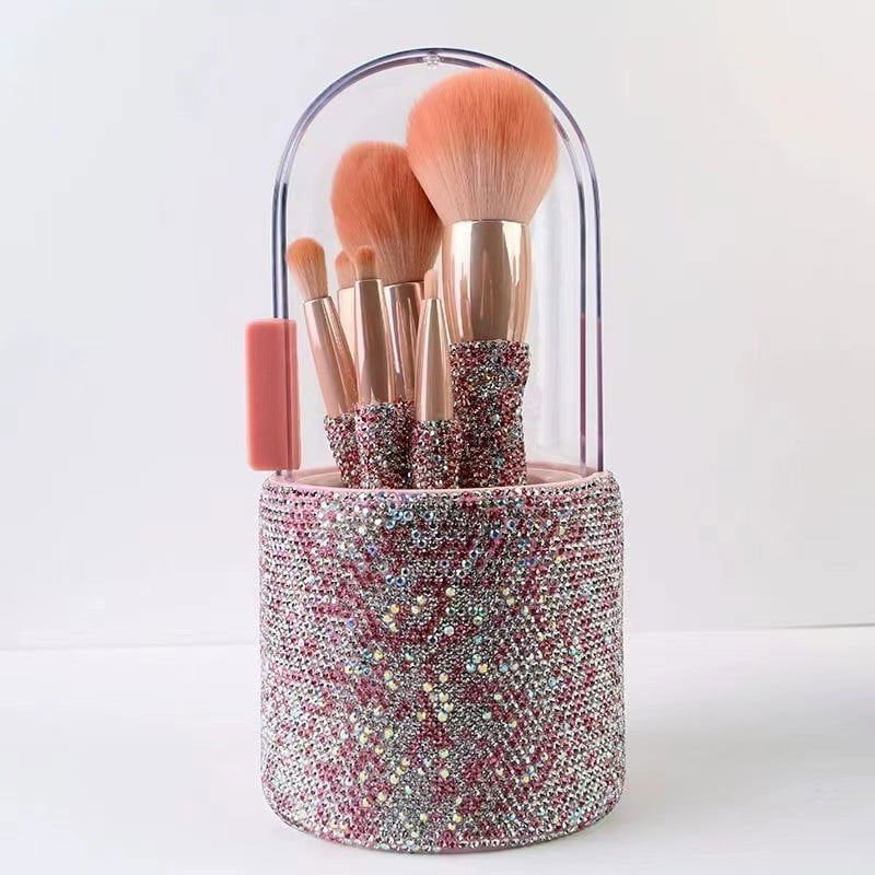 LovelyRLovely LovelyRLovely Light Luxury Diamond-embed Pink LovelyRLovely Light Luxury Diamond-embedded Makeup Brush Set