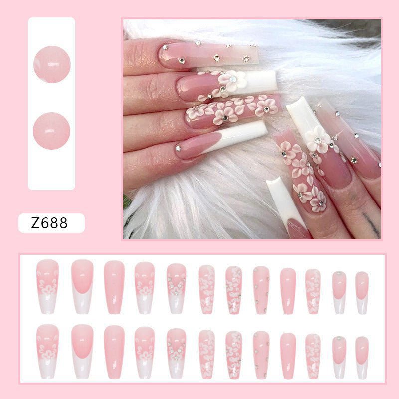 LovelyRLovely LovelyRLovely Long Ballet Diamond French Z688 Diamond Flower Glue LovelyRLovely Long Ballet Diamond French Nails