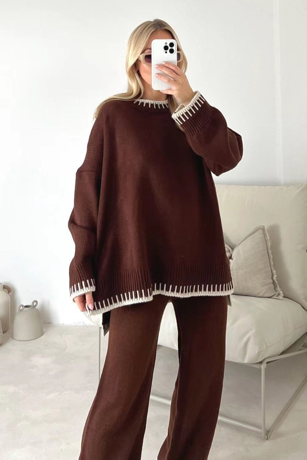 LovelyRLovely LovelyRLovely Long-sleeved Top & Loose S LovelyRLovely Long-sleeved Top & Loose Straight Pants Set