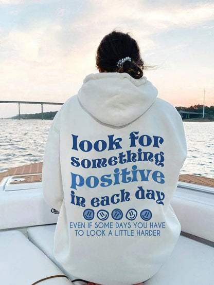 LovelyRLovely LovelyRLovely Look For Something Positive In Each Day Blue Print Women Hoodies