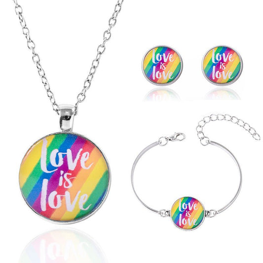 LovelyRLovely LovelyRLovely Love Is Love Jewelry Set Silver LovelyRLovely Love Is Love Jewelry Set