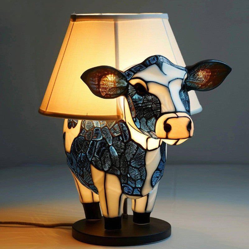 LovelyRLovely LovelyRLovely Luminous Bullhead Table La Black And White Cow / 16.5X12X16.5cm LovelyRLovely Luminous Bullhead Table Lamp