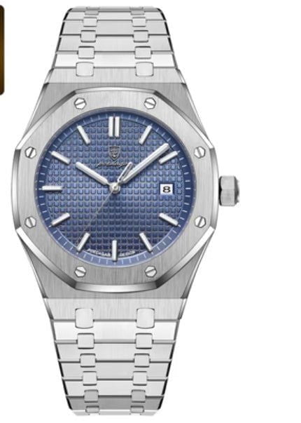 LovelyRLovely LovelyRLovely Luminous Calendar Watch Silver blue LovelyRLovely Men Luminous Calendar Watch