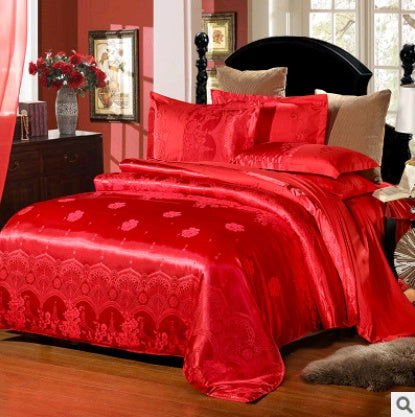 LovelyRLovely LovelyRLOvely Luxury European Satin Cott Red / 1.5m LovelyRLOvely Luxury European Satin Cotton Tencel Bedding  Set