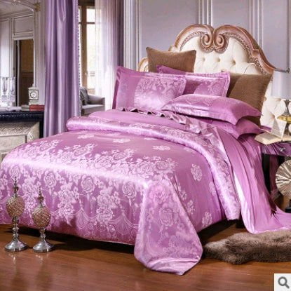 LovelyRLovely LovelyRLOvely Luxury European Satin Cott Twilight purple / 1.5m LovelyRLOvely Luxury European Satin Cotton Tencel Bedding  Set