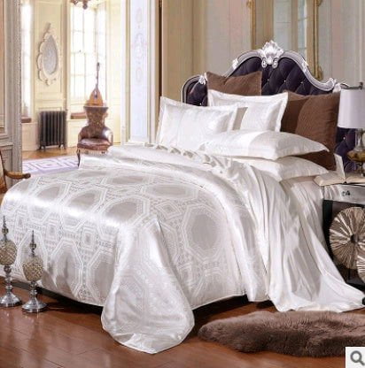 LovelyRLovely LovelyRLOvely Luxury European Satin Cott White / 1.5m LovelyRLOvely Luxury European Satin Cotton Tencel Bedding  Set