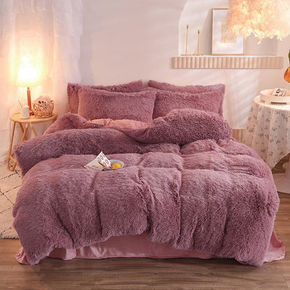 LovelyRLovely LovelyRLovely Luxury Thick Fleece Duvet Bean Paste / 1.5M LovelyRLovely Luxury Thick Fleece Duvet Cover With Pillowcases