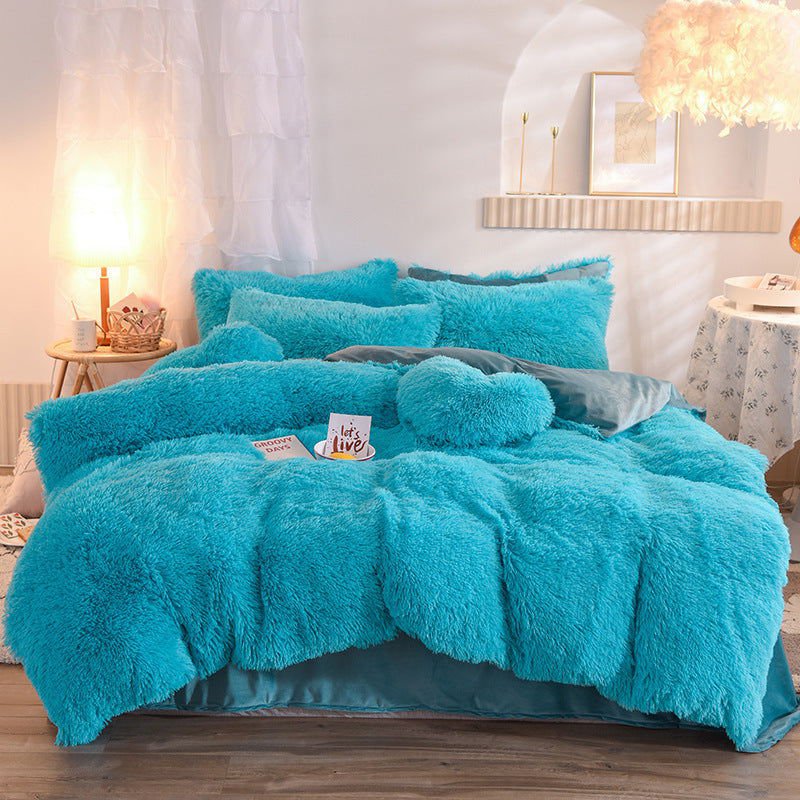 LovelyRLovely LovelyRLovely Luxury Thick Fleece Duvet Blue / 1.5M LovelyRLovely Luxury Thick Fleece Duvet Cover With Pillowcases