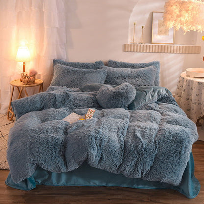 LovelyRLovely LovelyRLovely Luxury Thick Fleece Duvet Light Blue / 1.5M LovelyRLovely Luxury Thick Fleece Duvet Cover With Pillowcases