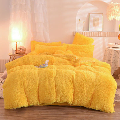 LovelyRLovely LovelyRLovely Luxury Thick Fleece Duvet Yellow / 1.5M LovelyRLovely Luxury Thick Fleece Duvet Cover With Pillowcases