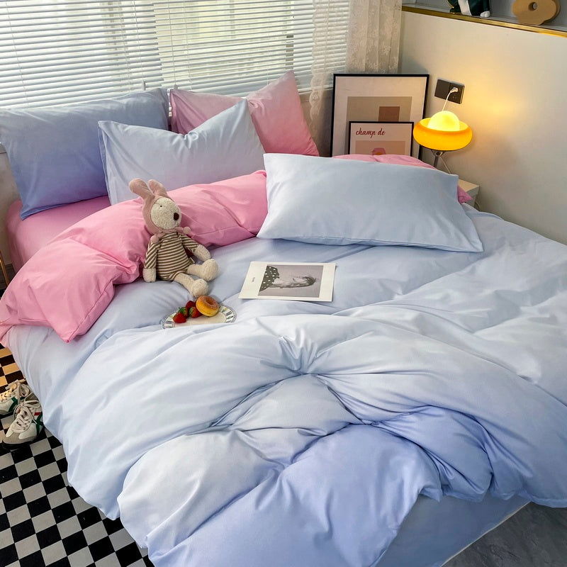 LovelyRLovely LovelyRLovely Macaron Washed Cotton Grad Light Purple Pink / 1.2M 3PCS Set LovelyRLovely Macaron Washed Cotton Gradient Duvet Set