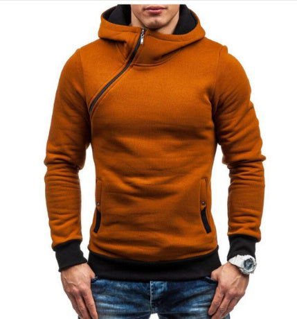 LovelyRLovely LovelyRLovely Men Oblique Zipper Hoodie L / Camel color LovelyRLovely Men Oblique Zipper Hoodie