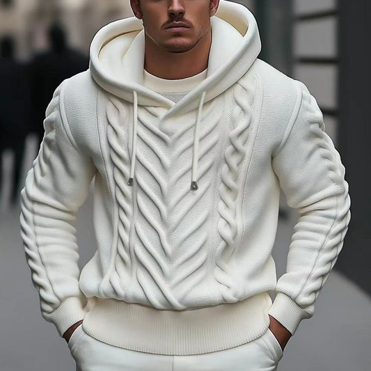 LovelyRLovely LovelyRLovely Men's Hooded Knitted Sweat White / 2XL LovelyRLovely Men's Hooded Knitted Sweater