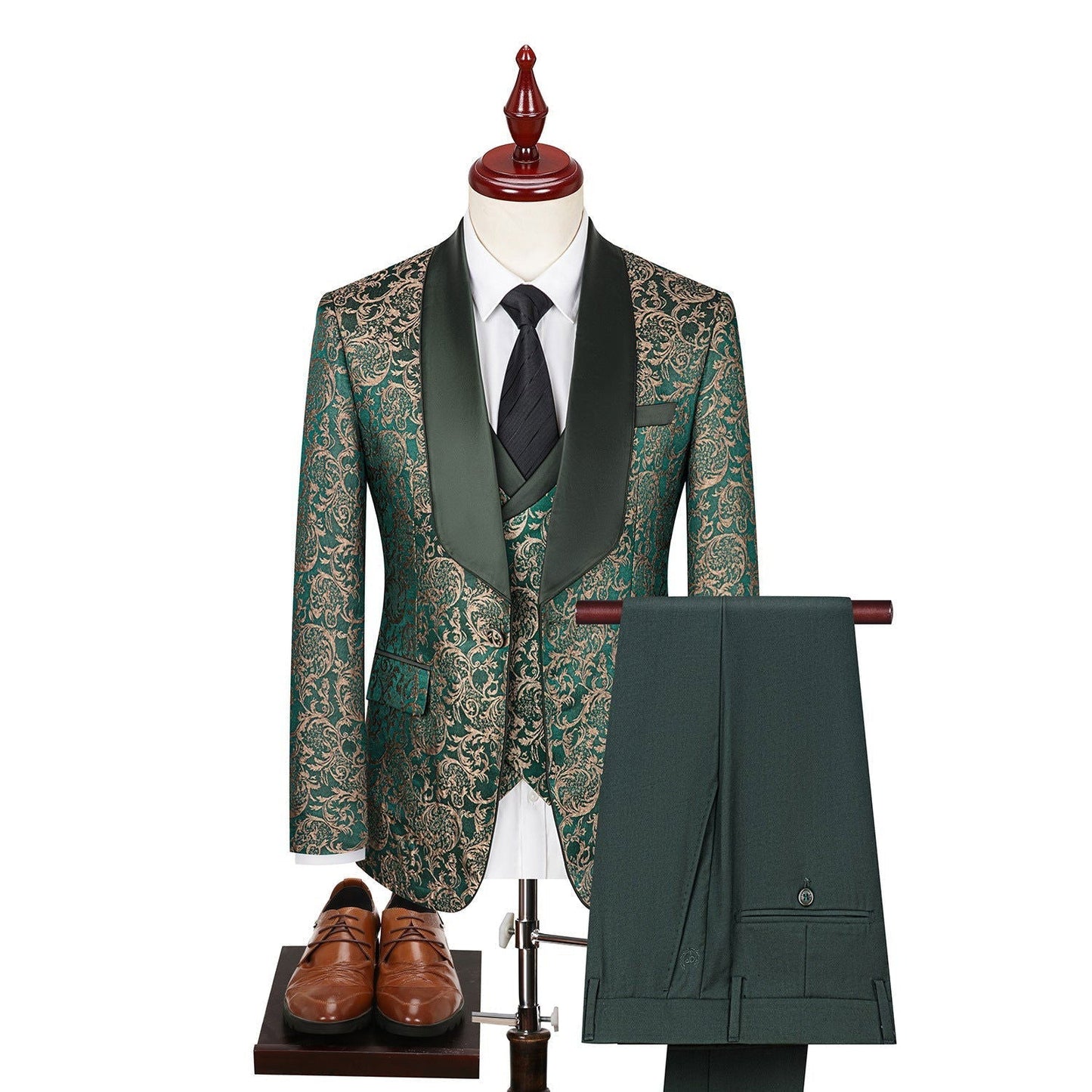 LovelyRLovely LovelyRLovely Men's Jacquard Suit Green / 44 LovelyRLovely Men's Jacquard Suit