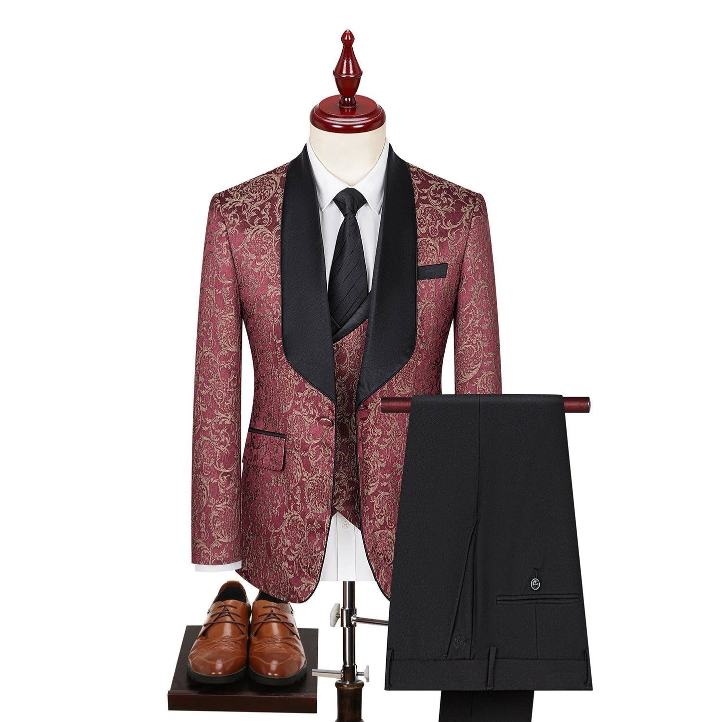 LovelyRLovely LovelyRLovely Men's Jacquard Suit Red / 44 LovelyRLovely Men's Jacquard Suit