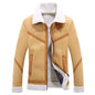 LovelyRLovely LovelyRLovely Men's Leather And Fleece W Light Brown / 3XL LovelyRLovely Men's Leather And Fleece Winter Jacket