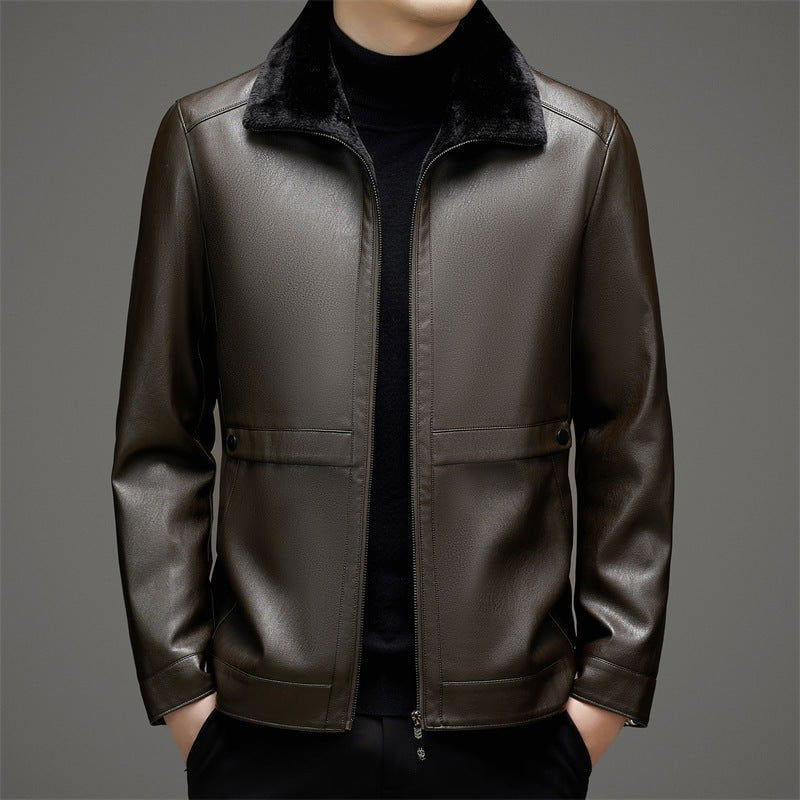 LovelyRLovely LovelyRLovely Men's Leather Padded Fur J Coffee / 170 LovelyRLovely Men's Leather Padded Fur Jacket