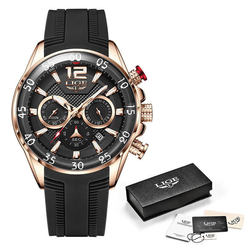 LovelyRLovely LovelyRLovely Men's Multi-function Quart Rose Gold Black LovelyRLovely Men's Multi-function Quartz Watch