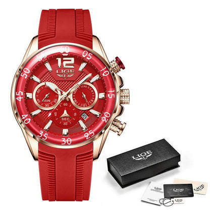 LovelyRLovely LovelyRLovely Men's Multi-function Quart Rose Gold Red LovelyRLovely Men's Multi-function Quartz Watch