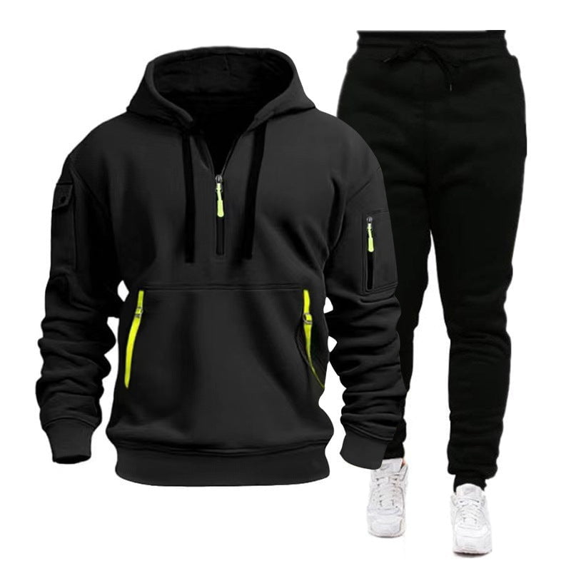 LovelyRLovely LovelyRLovely Men's Multi-pocket Zipper Black Coats And Pants / L LovelyRLovely Men's Multi-pocket Zipper Hooded Sweatshirt