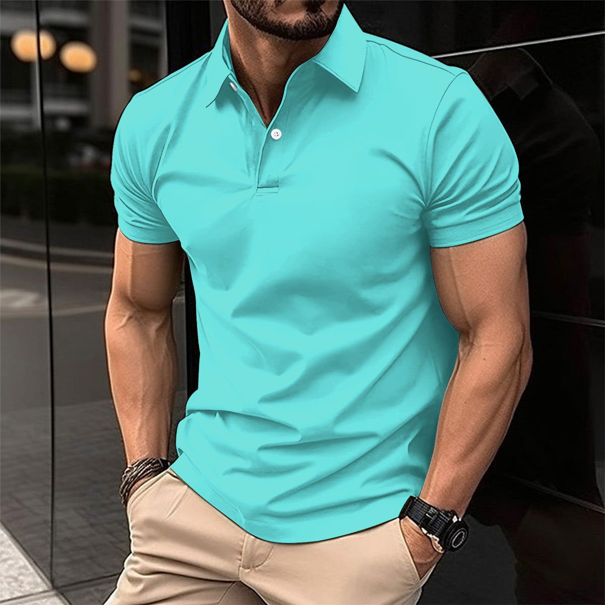 LovelyRLovely LovelyRLovely Men's Short Sleeve Polo Sh Light Green / 2XL LovelyRLovely Men's Short Sleeve Polo Shirt