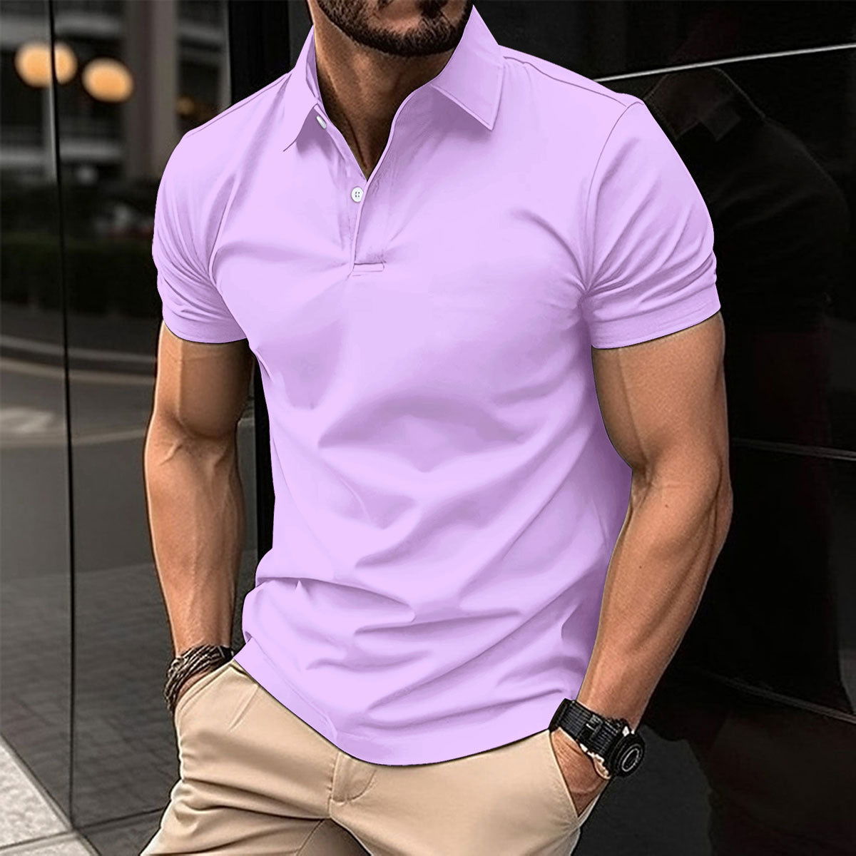 LovelyRLovely LovelyRLovely Men's Short Sleeve Polo Sh Light Purple / 2XL LovelyRLovely Men's Short Sleeve Polo Shirt