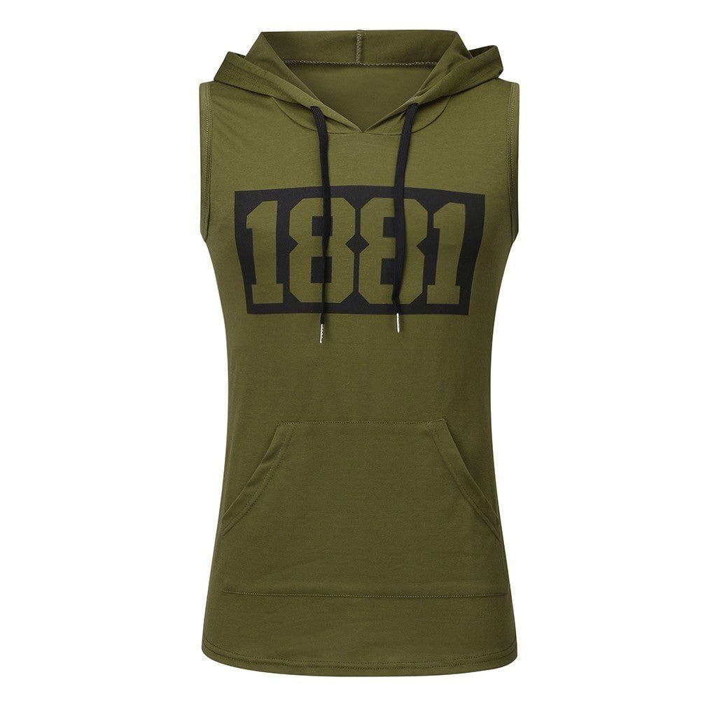 LovelyRLovely LovelyRLovely Men's Sleeveless Vest Hood Army Green / 3XL LovelyRLovely Men's Sleeveless Vest Hoodie