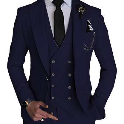 LovelyRLovely LovelyRLovely Men's Three-piece Suit Dark Blue / 3XL LovelyRLovely Men's Three-piece Suit