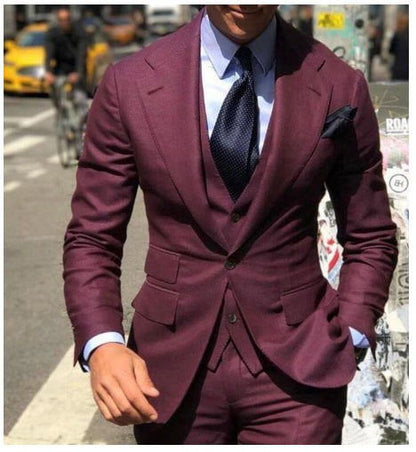 LovelyRLovely LovelyRLovely Men's Three-piece Wedding Wine Red / XS LovelyRLovely Men's Three-piece Wedding Suit