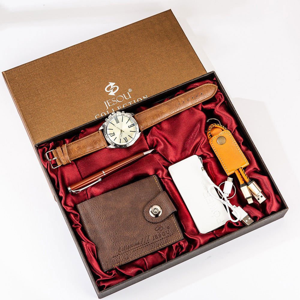 LovelyRLovely LovelyRLovely Men's Watch Gift Set Brown LovelyRLovely Men's Watch Gift Set