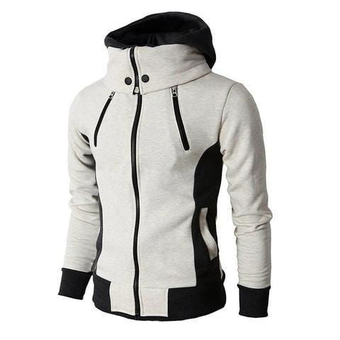 LovelyRLovely LovelyRLovely Men's Zip UP Hooded Jacket Beige white / L LovelyRLovely Men's Zip UP Hooded Jacket