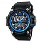 LovelyRLovely LovelyRLovely Men Waterproof Electronic Blue Circle Black Belt LovelyRLovely Men Waterproof Electronic Watch