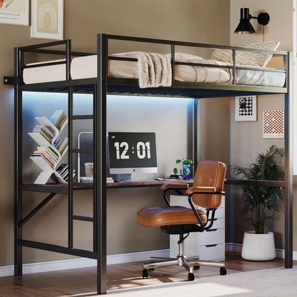 LovelyRLovely LovelyRLovely Metal Loft Bed Black LovelyRLovely Metal Loft Bed