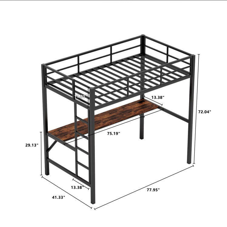 LovelyRLovely LovelyRLovely Metal Loft Bed Black LovelyRLovely Metal Loft Bed